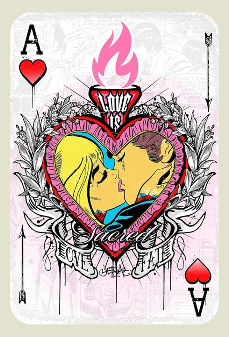 Ace of Hearts Framed Original Mixed Media Painting by Artist JJ Adams