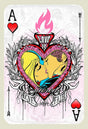 Ace of Hearts Framed Original Mixed Media Painting by Artist JJ Adams