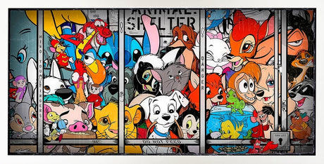 Animal Shelter Framed Original Mixed Media Painting by Artist JJ Adams