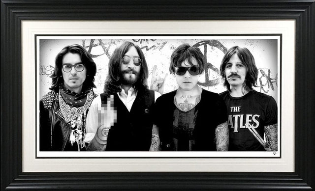 The Beatles Tattoo  Framed Signed Limited Edition Print on Paper by Artist JJ Adams
