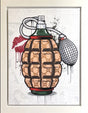 Designer Grenade Gucci Framed Original Mixed Media Painting by Artist JJ Adams