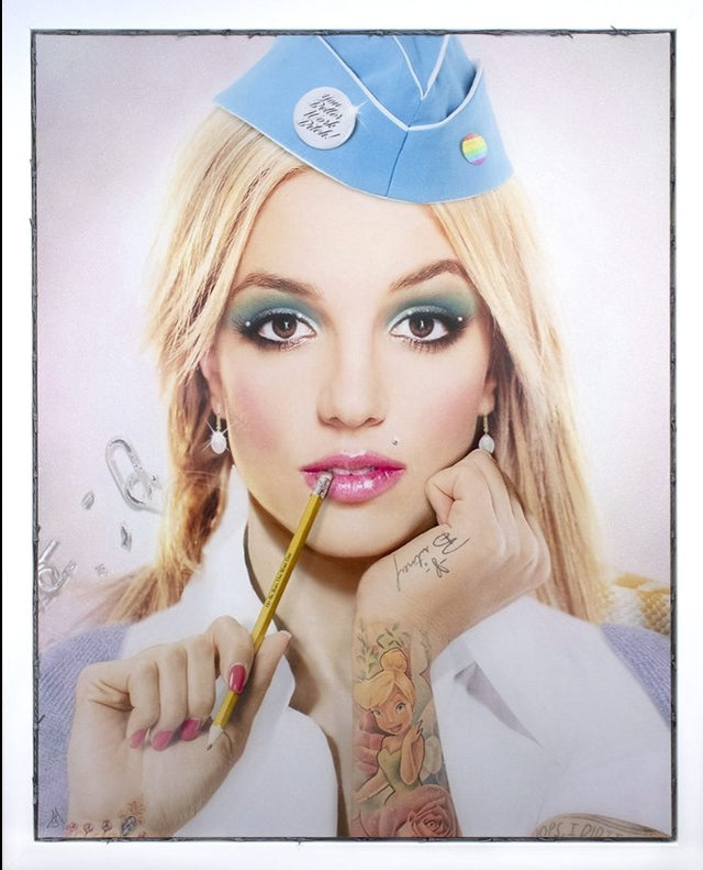 Hit Me Baby One More Time Framed Original Mixed Media Painting on Canvas by JJ Adams