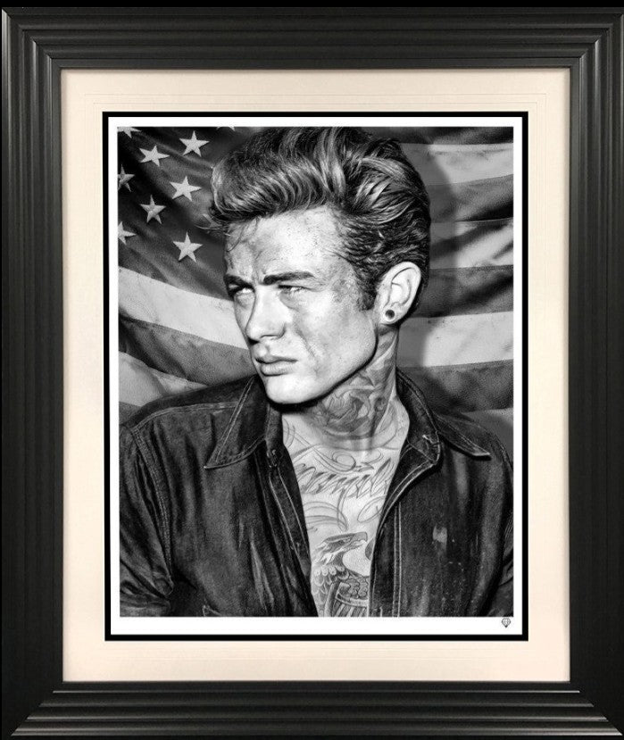 James Dean Tattoo  Framed Signed Limited Edition Print on Paper by Artist JJ Adams