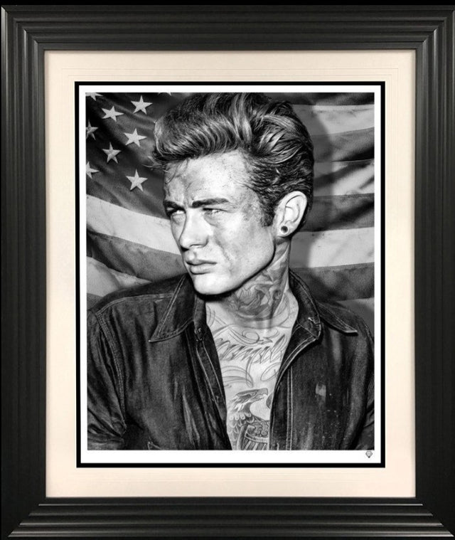 James Dean Tattoo  Framed Signed Limited Edition Print on Paper by Artist JJ Adams