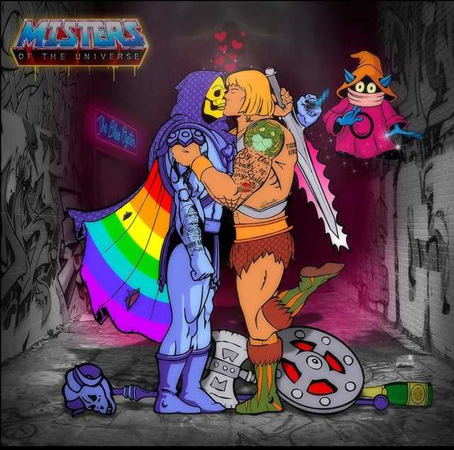 Misters Of The Universe Rainbow Edition Framed Original Mixed Media Painting by Artist JJ Adams