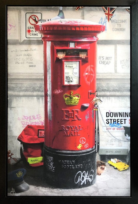 Postman Patrick Framed Original Mixed Media Painting by Artist JJ Adams
