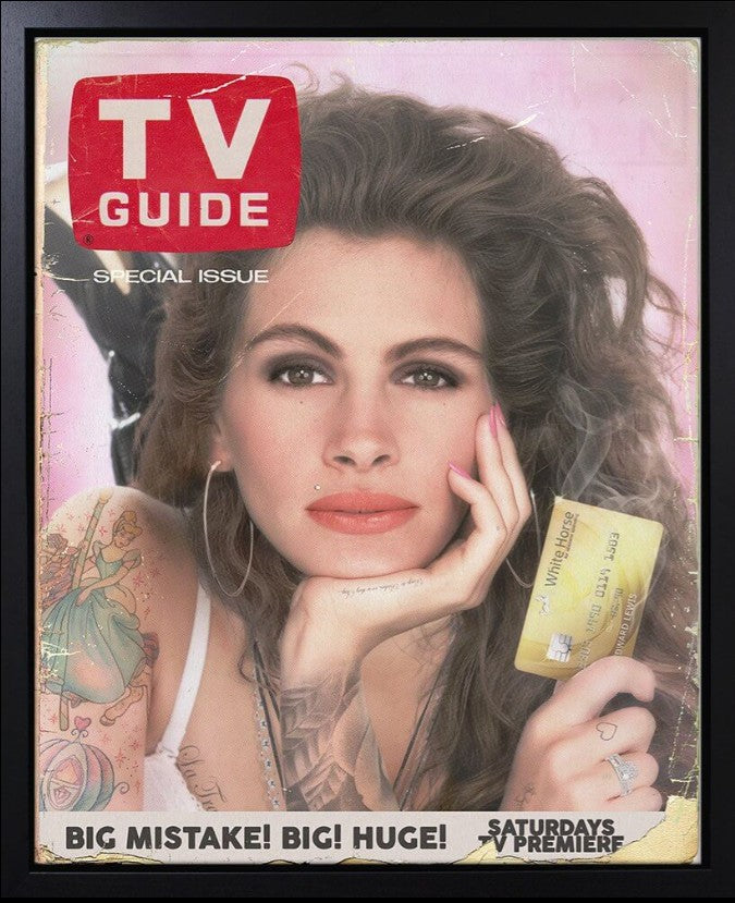Pretty Woman TV Guide Framed Original Mixed Media Painting on Canvas by JJ Adams