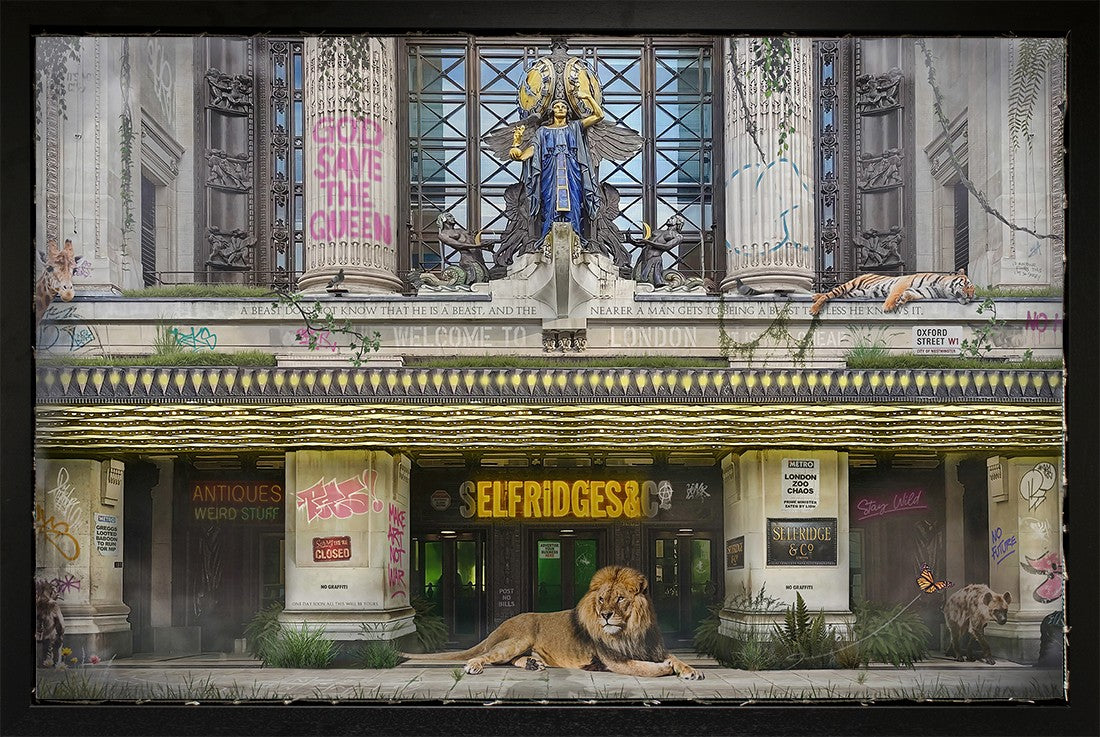 Selfridges and Co Framed Original Mixed Media Painting on Canvas by JJ Adams