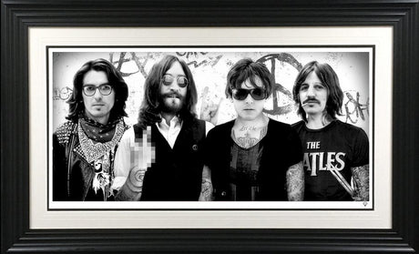 The Beatles Tattoo  Framed Signed Limited Edition Print on Paper by Artist JJ Adams