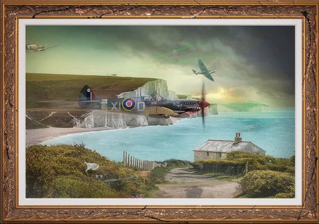 Clifftop Scramble Framed Original Mixed Media Painting on Canvas by JJ Adams