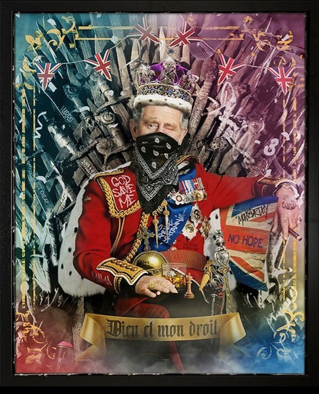 God Save The King Framed Mixed Media Original Painting by Artist JJ Adams