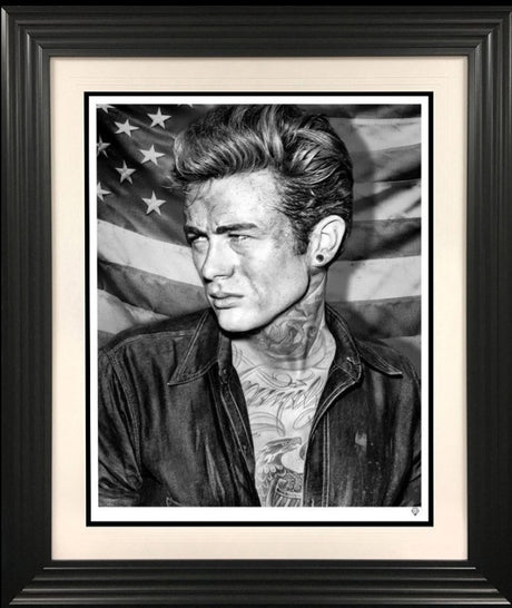 James Dean Tattoo  Framed Signed Limited Edition Print on Paper by Artist JJ Adams