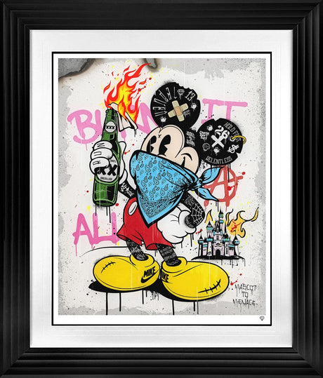Mascot To Menace (Blue) Signed Framed Limited Edition Print on Paper by Artist JJ Adams