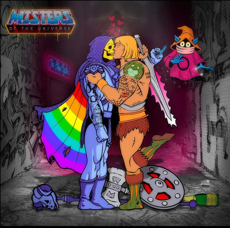 Misters Of The Universe Rainbow Edition Framed Original Mixed Media Painting by Artist JJ Adams
