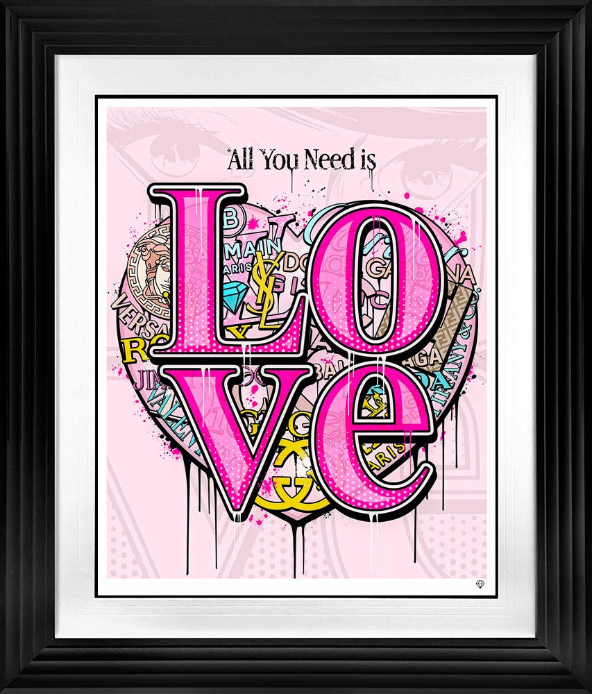 Pop Love (All You Need Is) Framed Signed Limited Edition Print on Paper by Artist JJ Adams