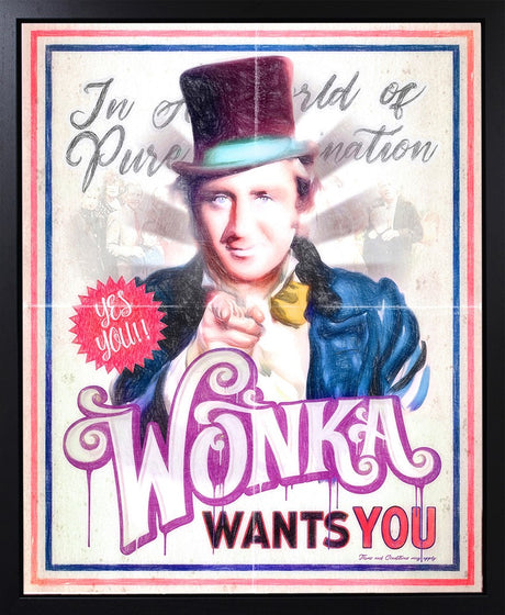Wonka Needs You Framed Mixed Media Original Painting by Artist JJ Adams
